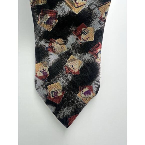 Vintage 90's Gitano Necktie Mens Abstract Pottery Roman Dark Abstract Career - Picture 1 of 8
